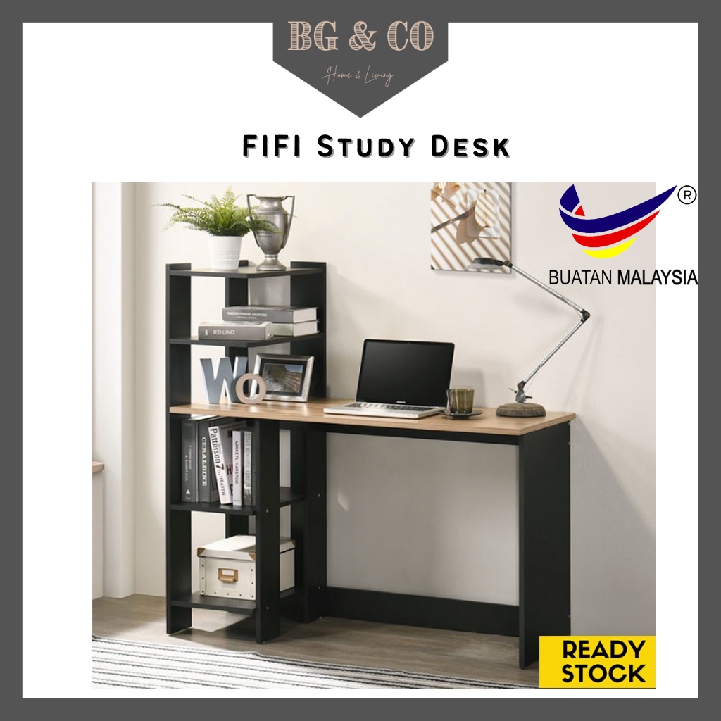 FIFI Kids Study Table With Book Shelf Rack Kids Study Desk Laptop Table ...