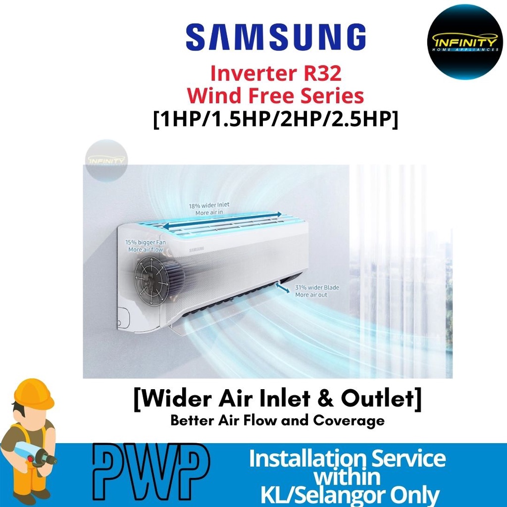Samsung Aircond R32 Inverter Wind Free Series Air Conditioner WIFI ...