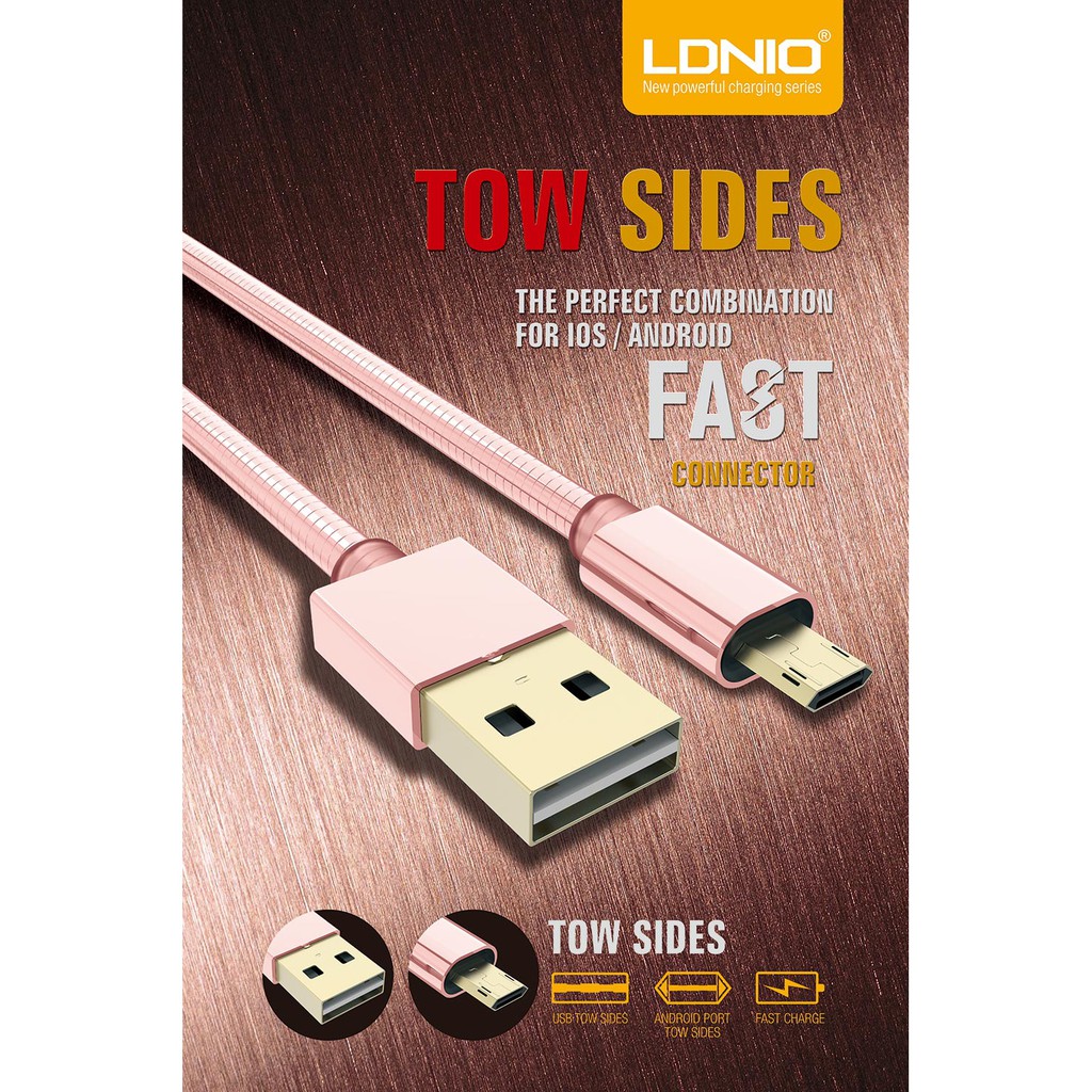 LDNIO LS24 Reversible Both Dual 2 Side Micro USB Cable Shopee Malaysia