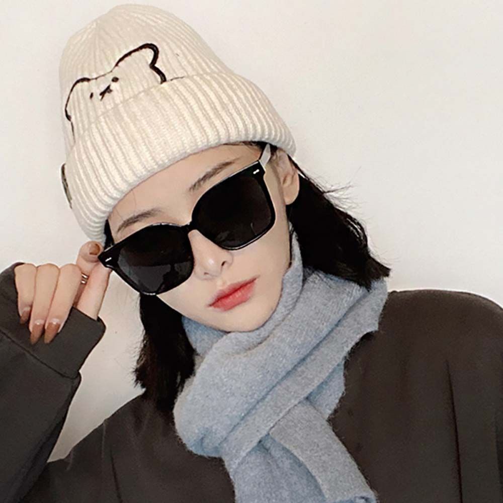 Korean New Hat Autumn Winter Fashion Warm Knit Cap British Style Smiley  Head Casual Knitted Cap For Women Outdoors Headwear, 🧢 Cap Shop Store