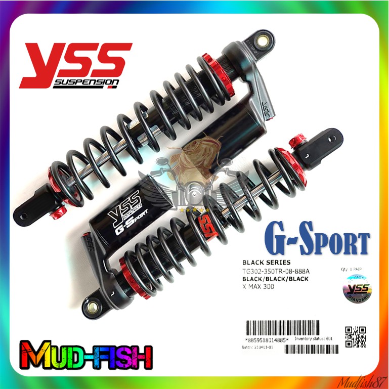 YSS YAMAHA XMAX XMAX 250 GSPORT GSPORT ADJUSTABLE REAR TWIN SHOCK ABSORBER BLACK SERIES TG302