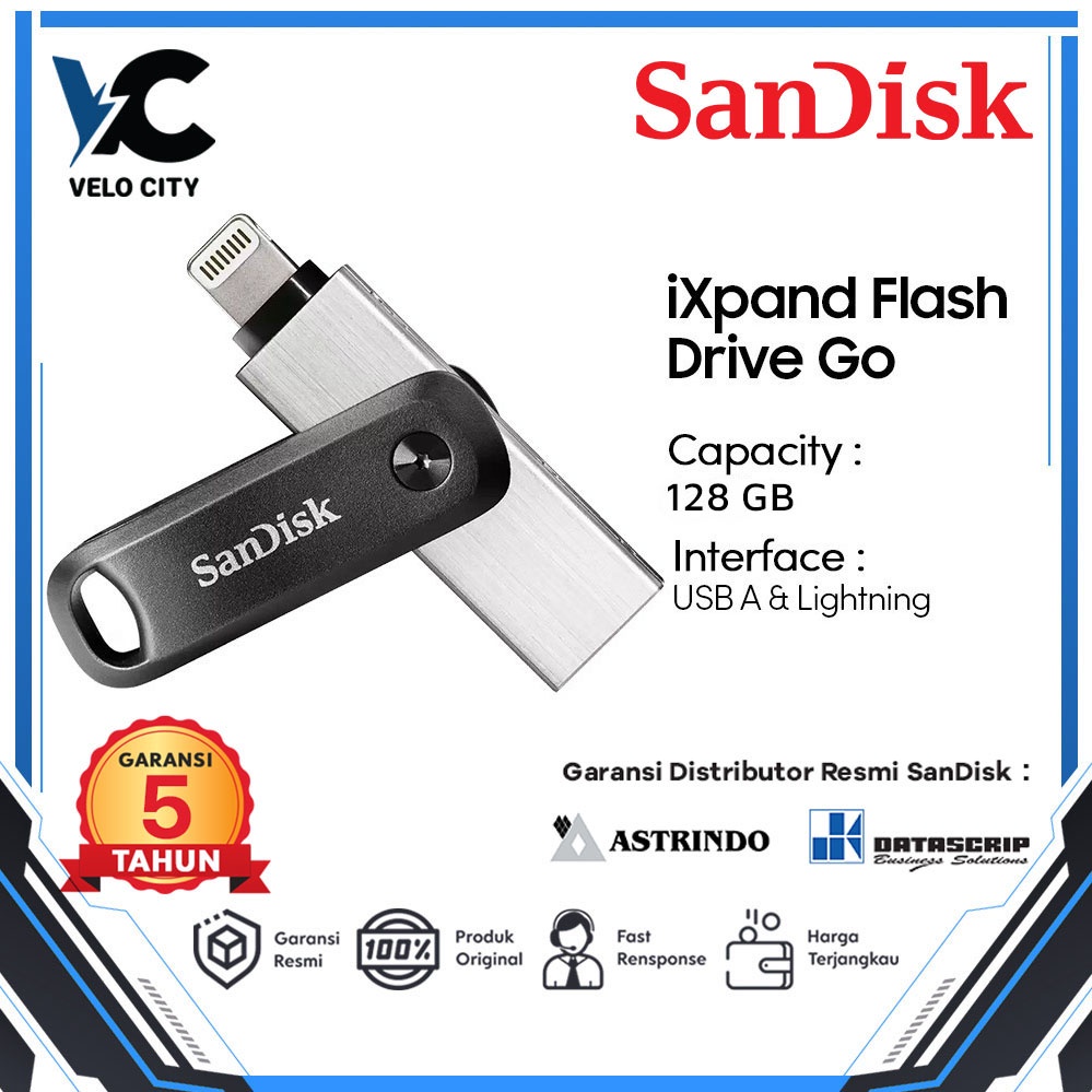 Flashdisk OTG iPhone 128GB SanDisk iXpand Go 2year Official Warranty