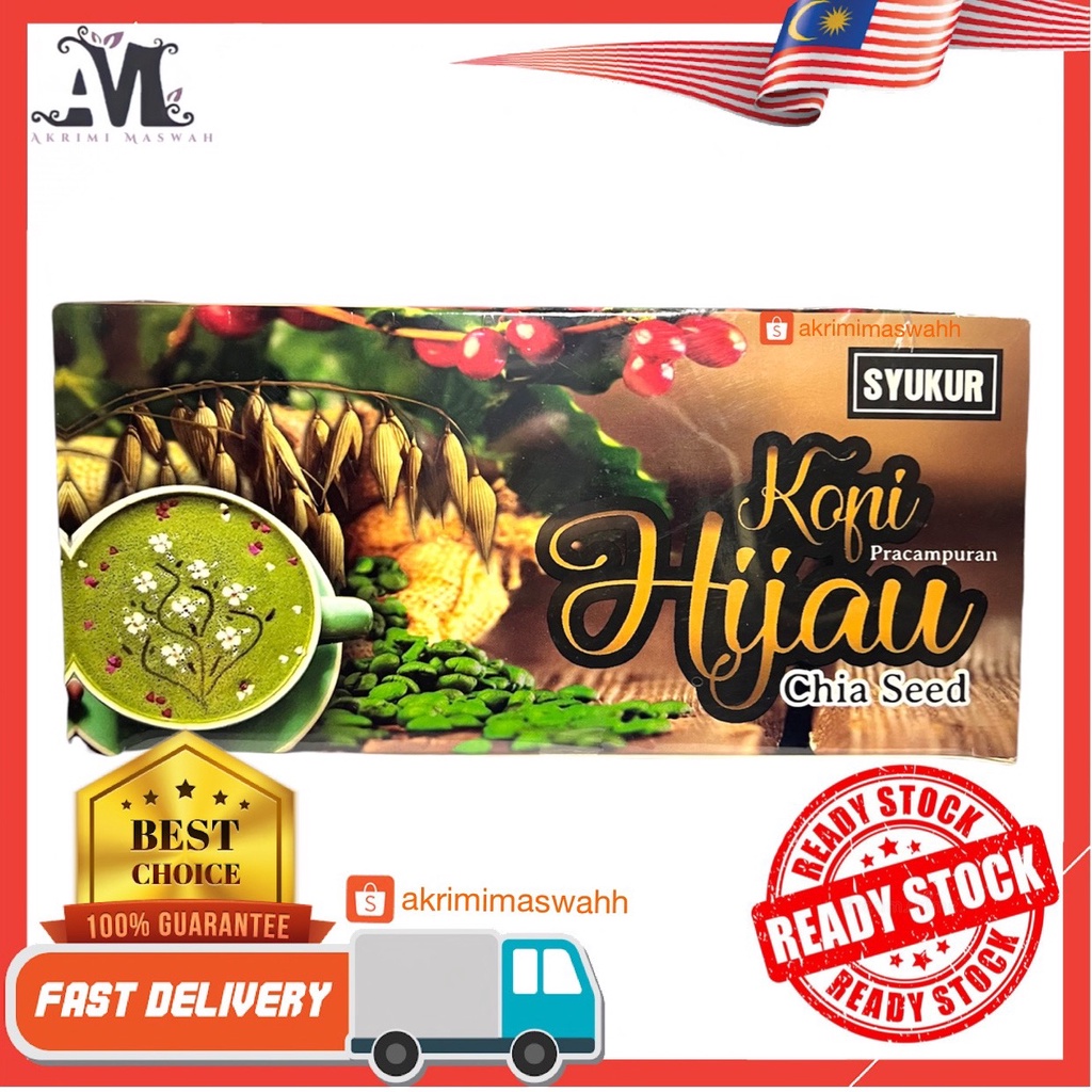 🔥KOPI HIJAU PLUS CHIA SEED SYUKUR 15 SACHET X 25g Coffee Diet Kopi