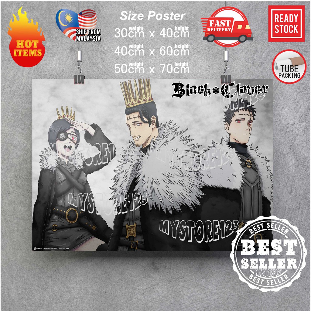 （READY STOCK) Black Clover Poster Anime | asta | sally| Black Bulls ...