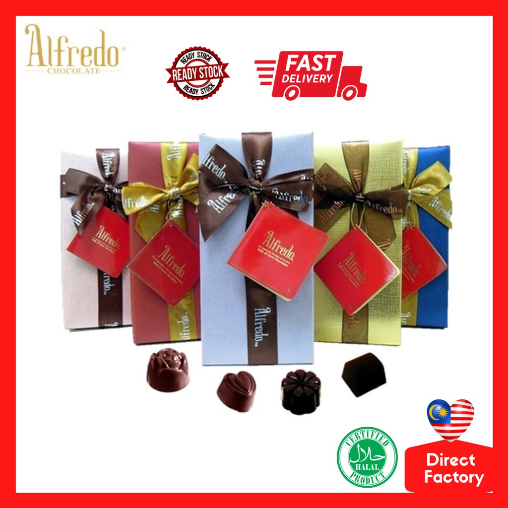 [GIFT OPTION] Alfredo Ribbon Box Hazelnut Milk & Dark Chocolate Gift 225g  *Valentines Gift*