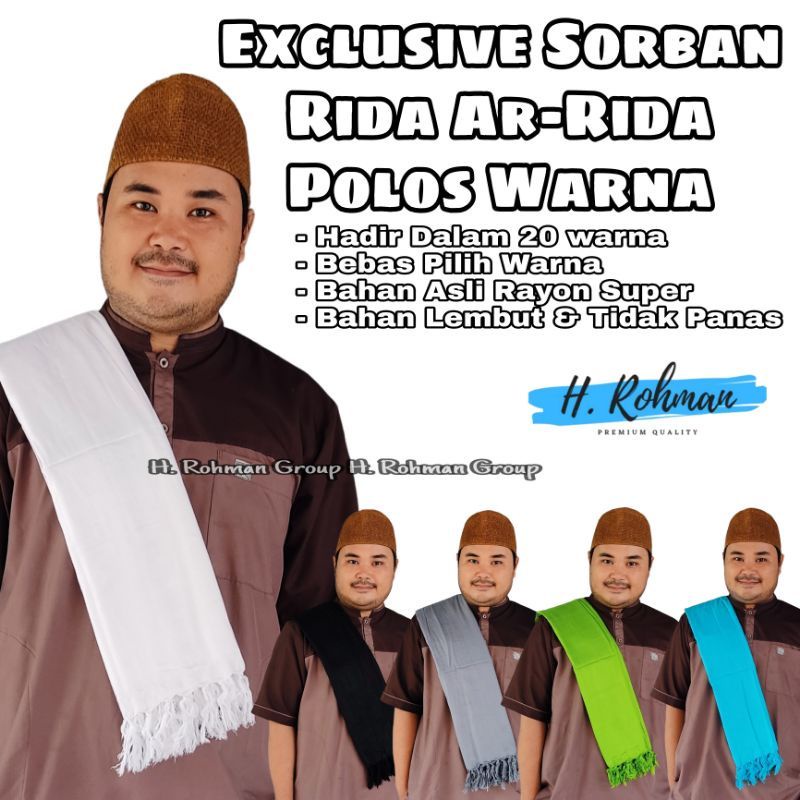 Long Plain Rida Turban Ar-Rida Ridak Plain Soft Premium Rayon Color ...