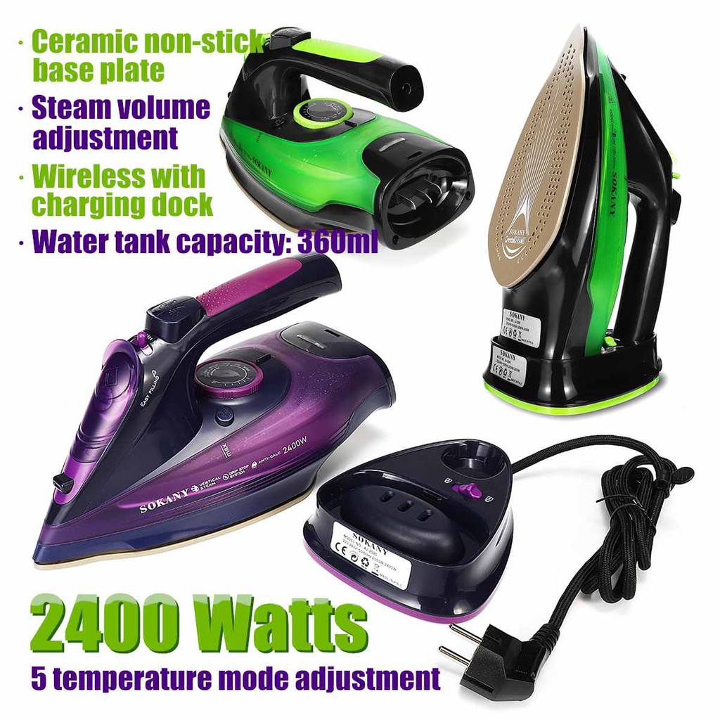 Sokany Electric Wireless Handheld Portable Steam Iron Garment Fast Steamer Clothes cordless iron