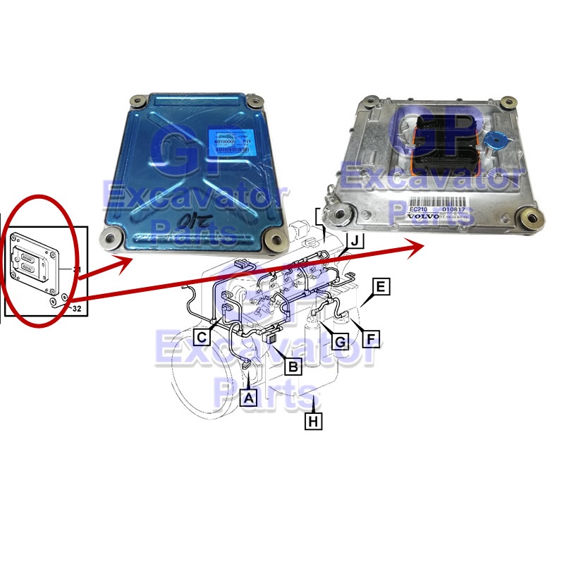 EC210B / D6E HYDRAULIC EXCAVATOR ENGINE ECU CONTROLLER (VOE60100000 ...