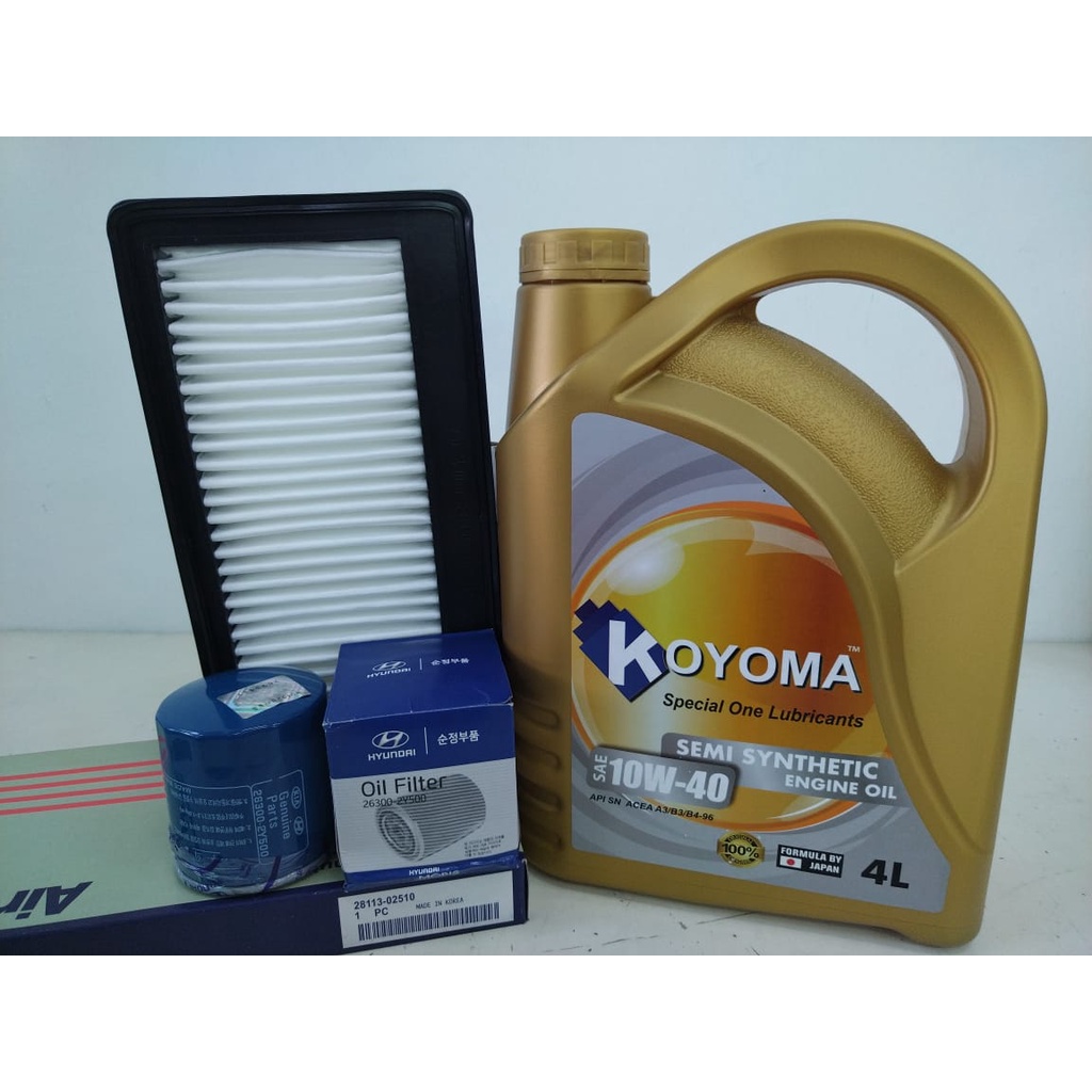 HYUNDAI ATOS 1.0 AIR FILTER + OIL FILTER + KOYOMA 10W40 SEMI SYNTHETIC ...