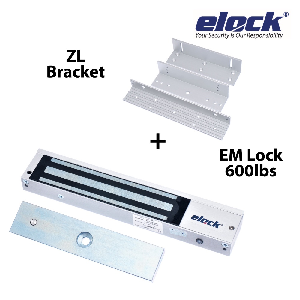 Elock 600 lbs EM Lock DAE600LEM+ ZL Bracket Bundle