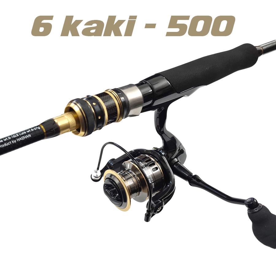 Fishing Rod Set Casting Spinning 6-7kaki Full Set Paling Cantik Suka Memancing