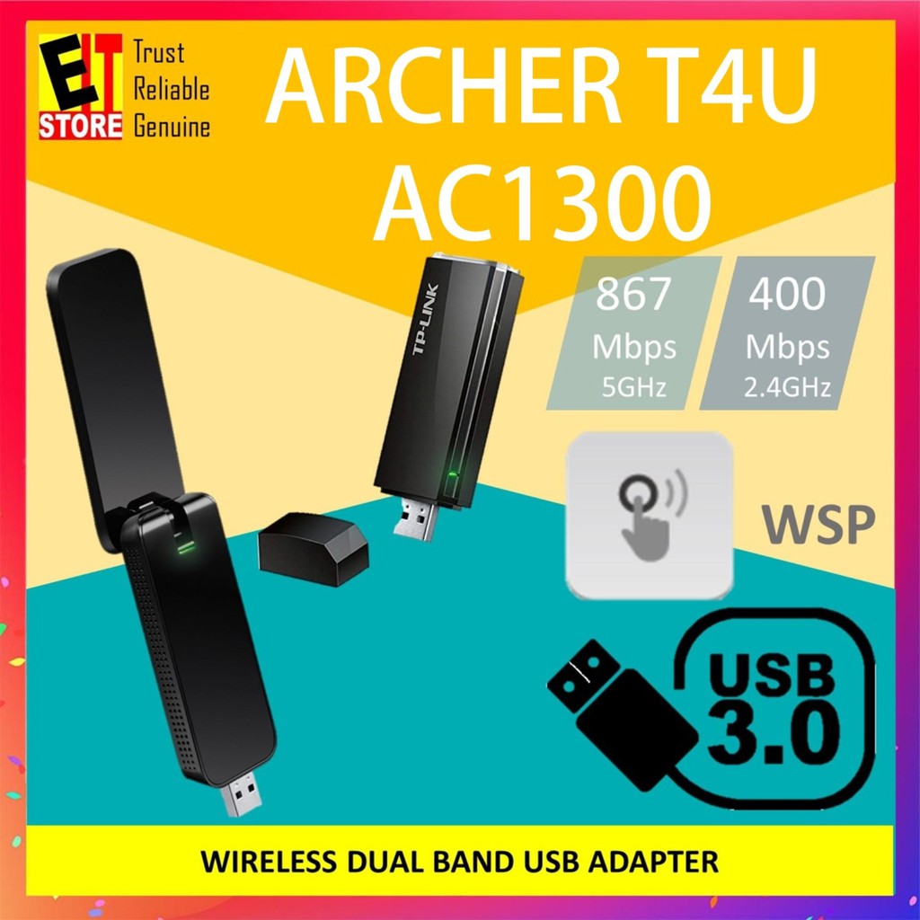 TP-LINK ARCHER T4U AC1300 WIRELESS DUAL BAND USB ADAPTER | Shopee Malaysia