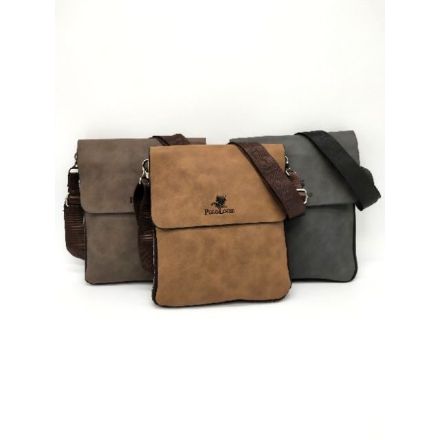 NEW HIGH QUALITY PU LEATHER POLO LOUIE SLING BAG MEN MAN Messenger Sling Bag beg sandang polo louie lelaki Shopee Malaysia