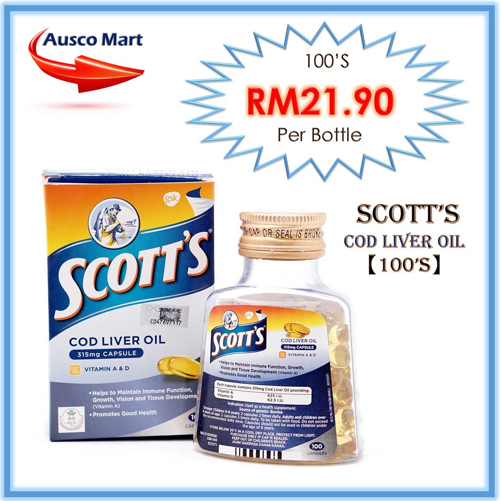 SCOTT'S COD LIVER OIL 315MG 100'S / 1000MG 60'S | Shopee Malaysia