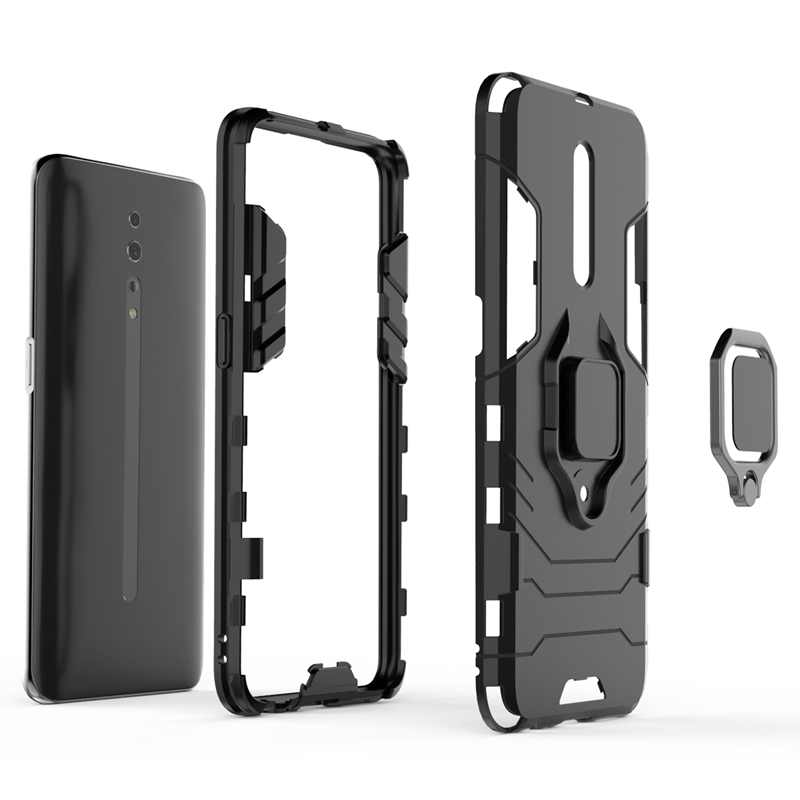 OPPO Reno Z Case Heavy Duty Armor Magnetic Ring Holder Hard Phone Cover ...