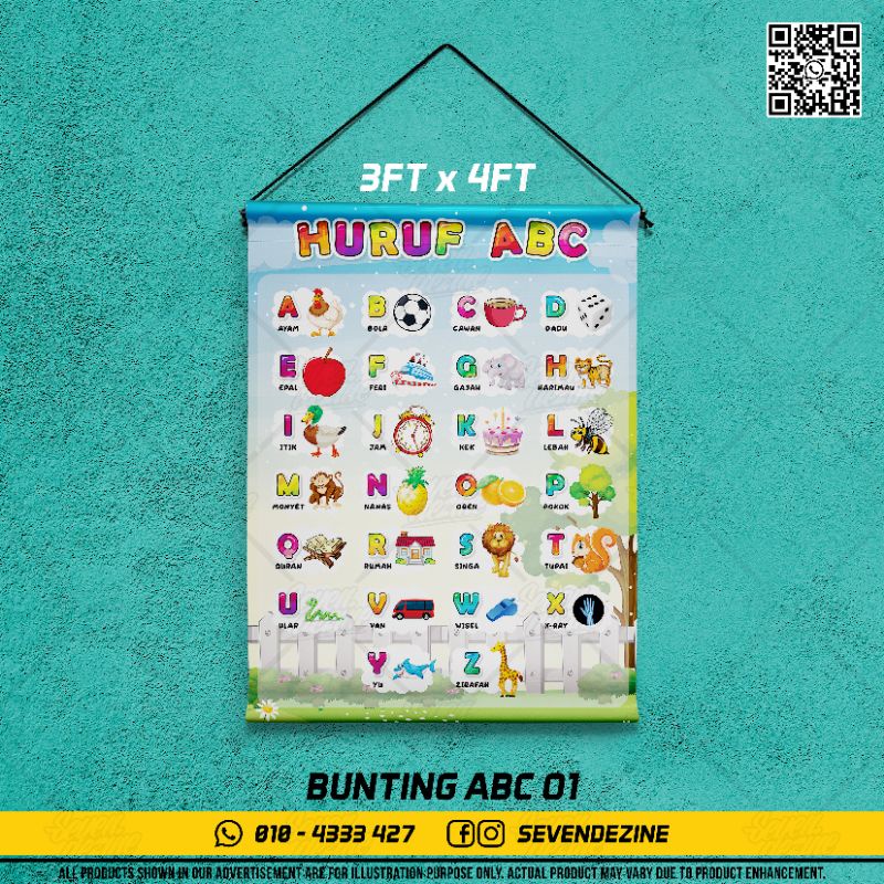 [ABC 01] Bunting Huruf ABC Tarpaulin | Shopee Malaysia