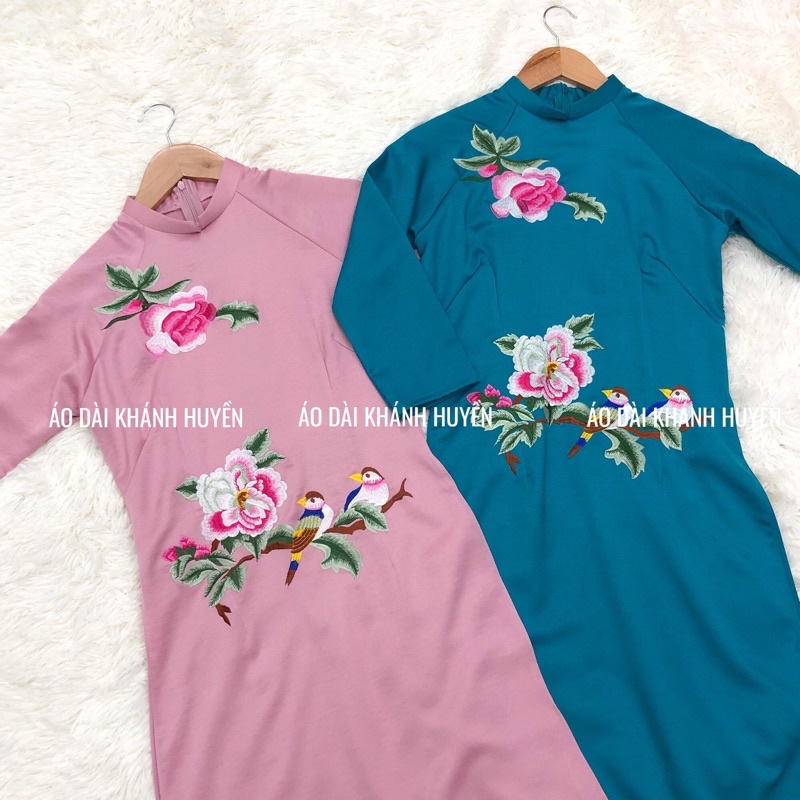 Ao Dai Embroidered RoseCollar 2Cm HighClass Western Silk Fabric Shopee Malaysia