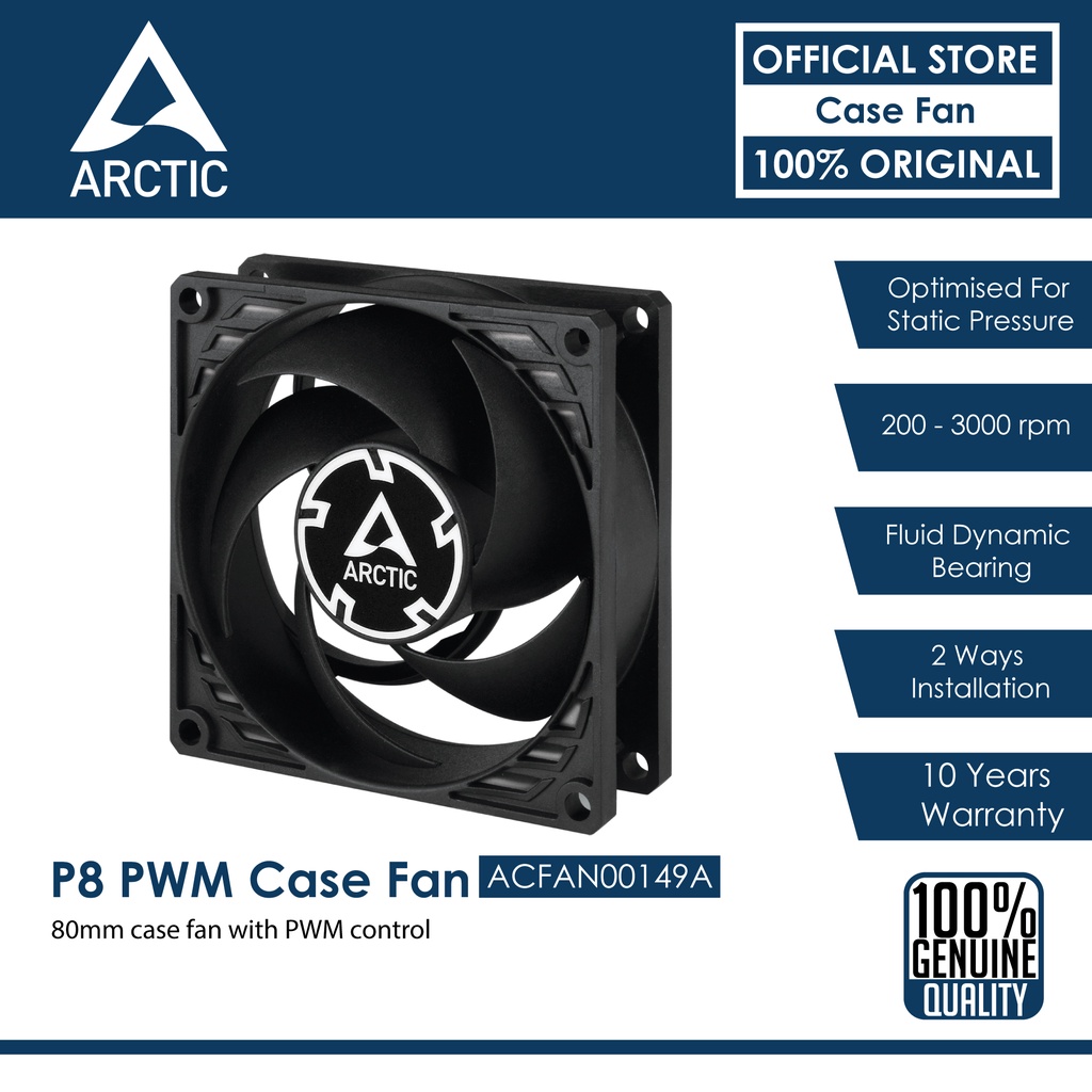 ARCTIC P8 PWM Case Fan With PWM Control - Black (80mm) ACFAN00149A ...