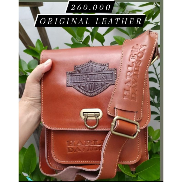 Harley davidson leather sling bag on sale