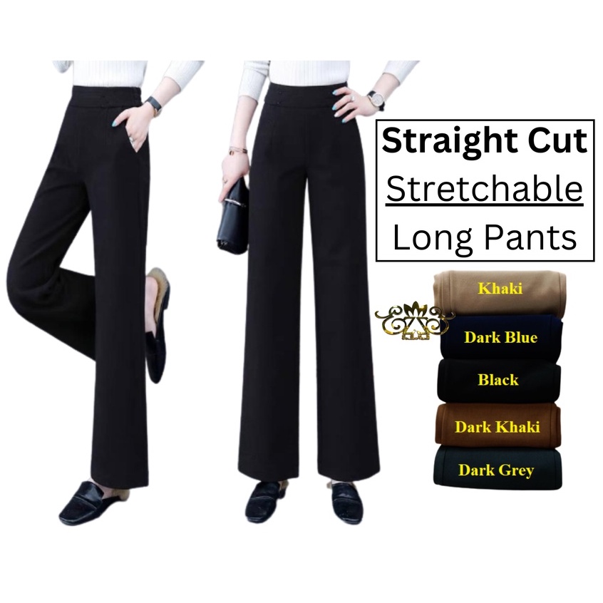**EZZE** [Ladies Wear] Plain Color Straight Cut Stretchable Office Long ...