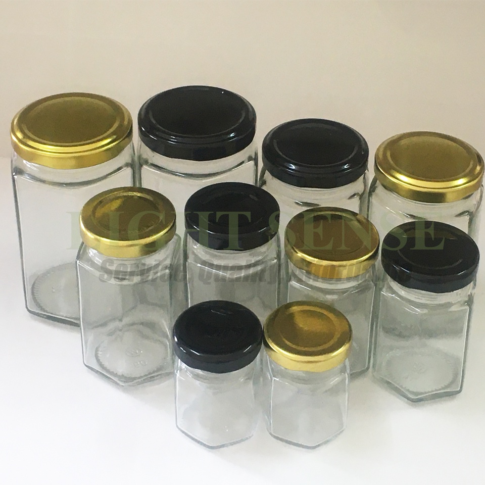 Hexagon Glass Container Jar 45ml 85ml 100ml 180ml 280ml / Bekas Kaca ...