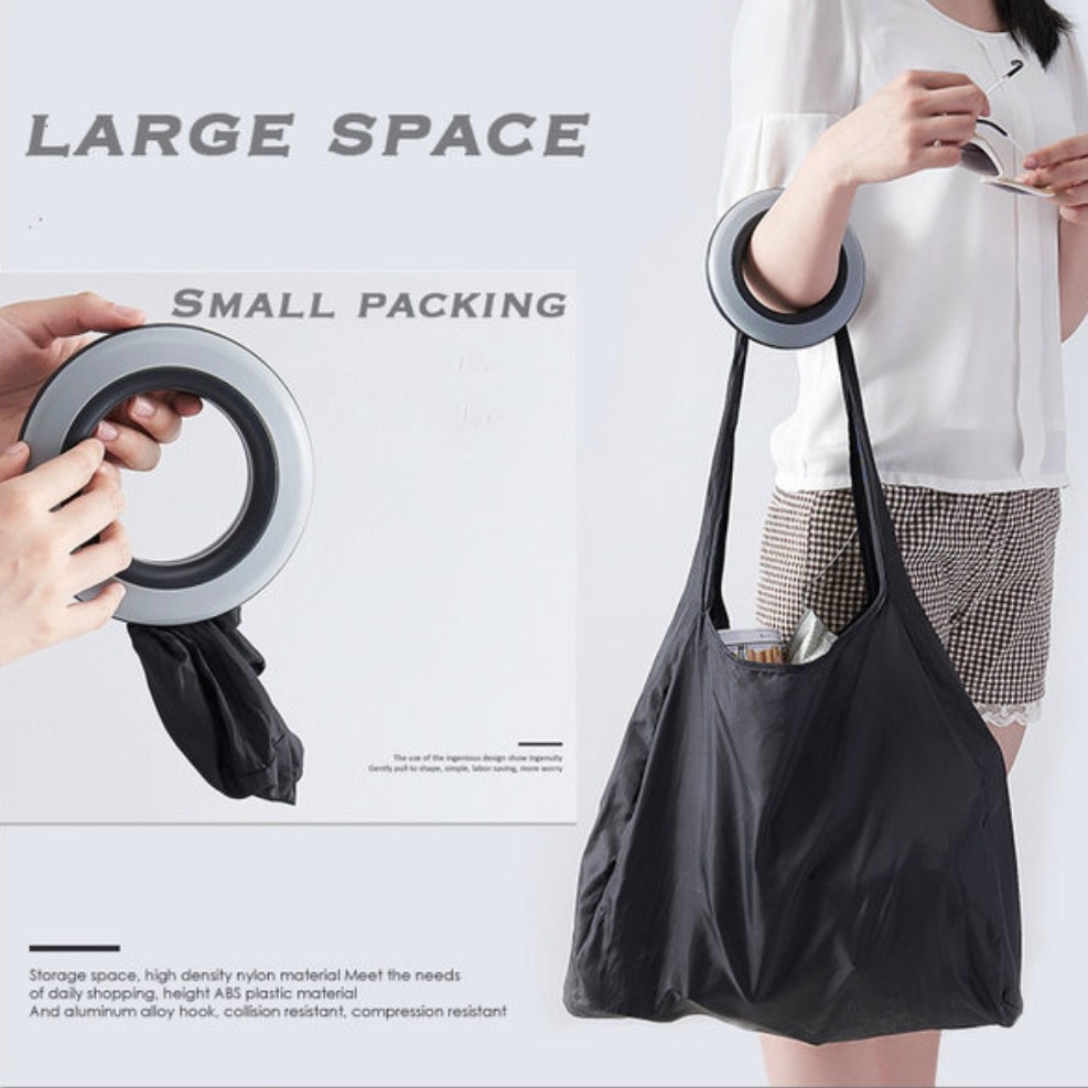 🇲🇾🐻 Shopping bag roll up in small case Fashion receive rotating folding