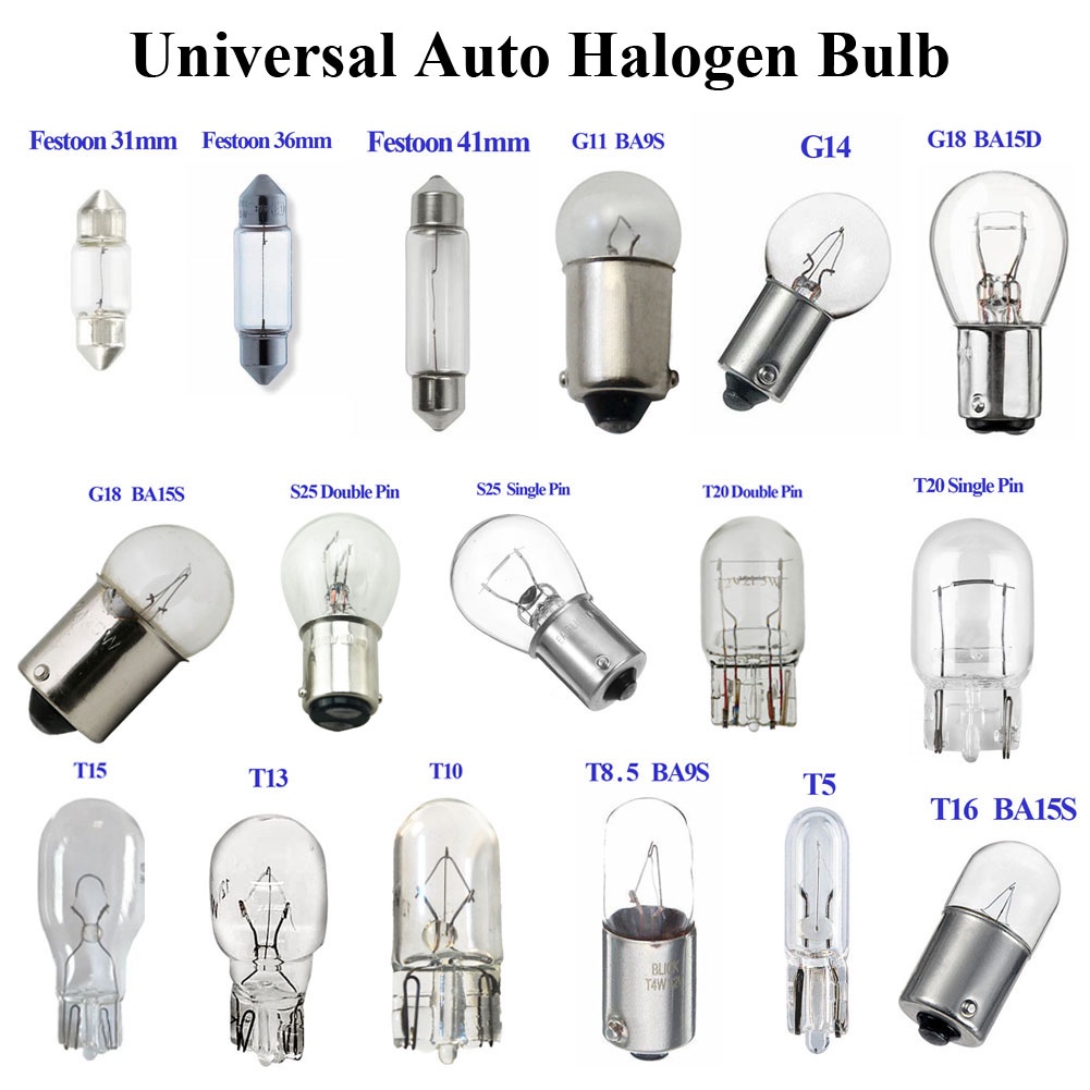 Universal Car Halogen Bulb T5 T10 T15 T16 T20 S25 1156 1141 1016 G11 