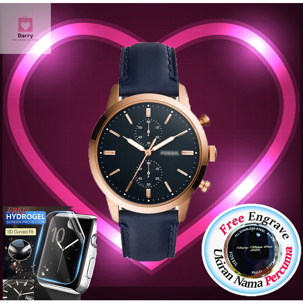 [FREE ENGRAVE & ORIGINAL]FOSSIL TOWNSMAN CHRONOGRAPH FS5436 44mm Navy ...