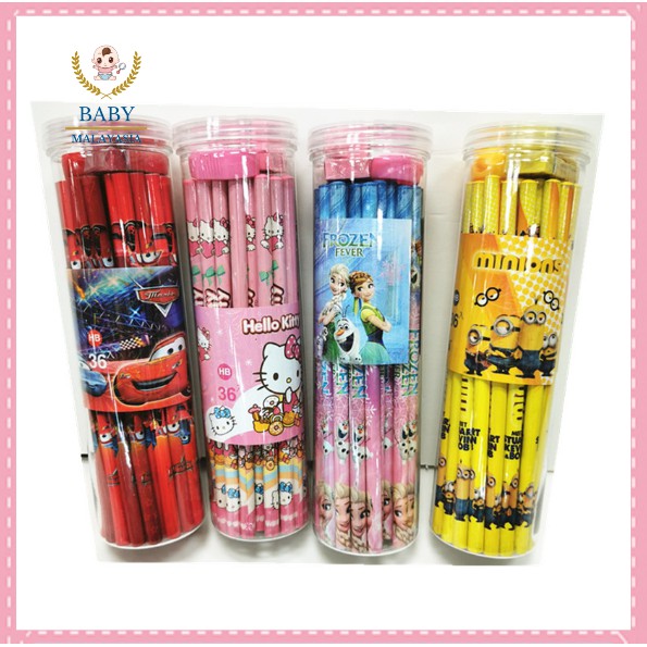 Kid Pencil Disney Cartoon 2HB Pencil Spiderman Mickey Princess Doraemon ...