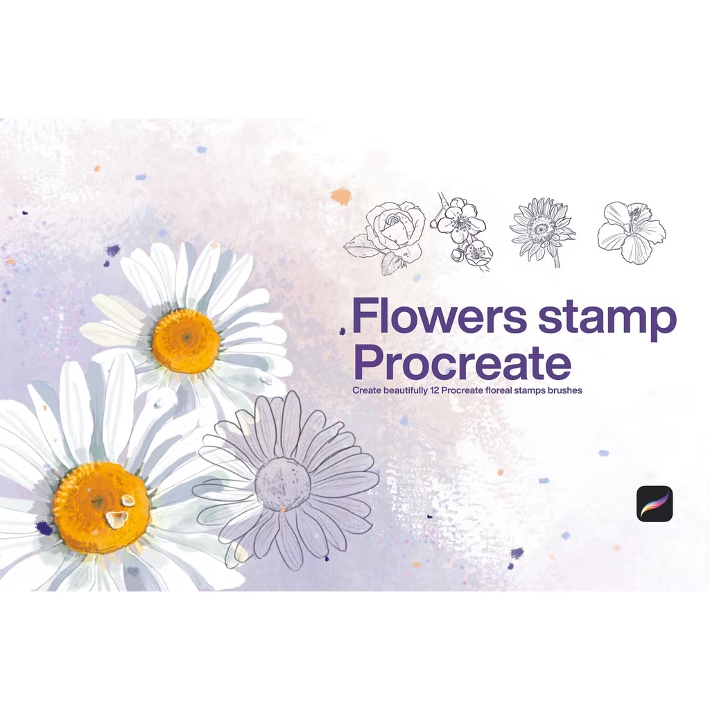 [P214] 10 Flowers Stamps for Procreate| Procreate Brushes | Procreate ...