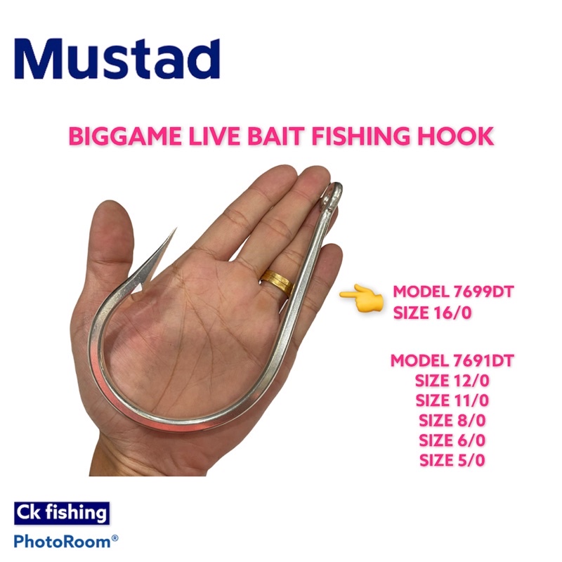 Mustad Fishing Hook Sea Master 7699DT - Southern Tuna 7691DT / Big Game Fishing  Hook / Deep Sea / Big Bait / Life Bait .