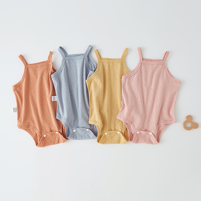 READY STOCK] Newborn Baby Cloth Spaghetti Strap Bodysuit Sleeveless Onesie  Baby Romper / Baju Bayi / 婴儿宝宝吊带包屁衣薄款无袖连体衣爬服