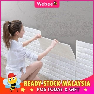 READY STOCK💝WEBEE 77CM X 70CM 3D WallPaper Brick Wall Stickers PE Foam Waterproof Self Adhesive Pelekat Dinding