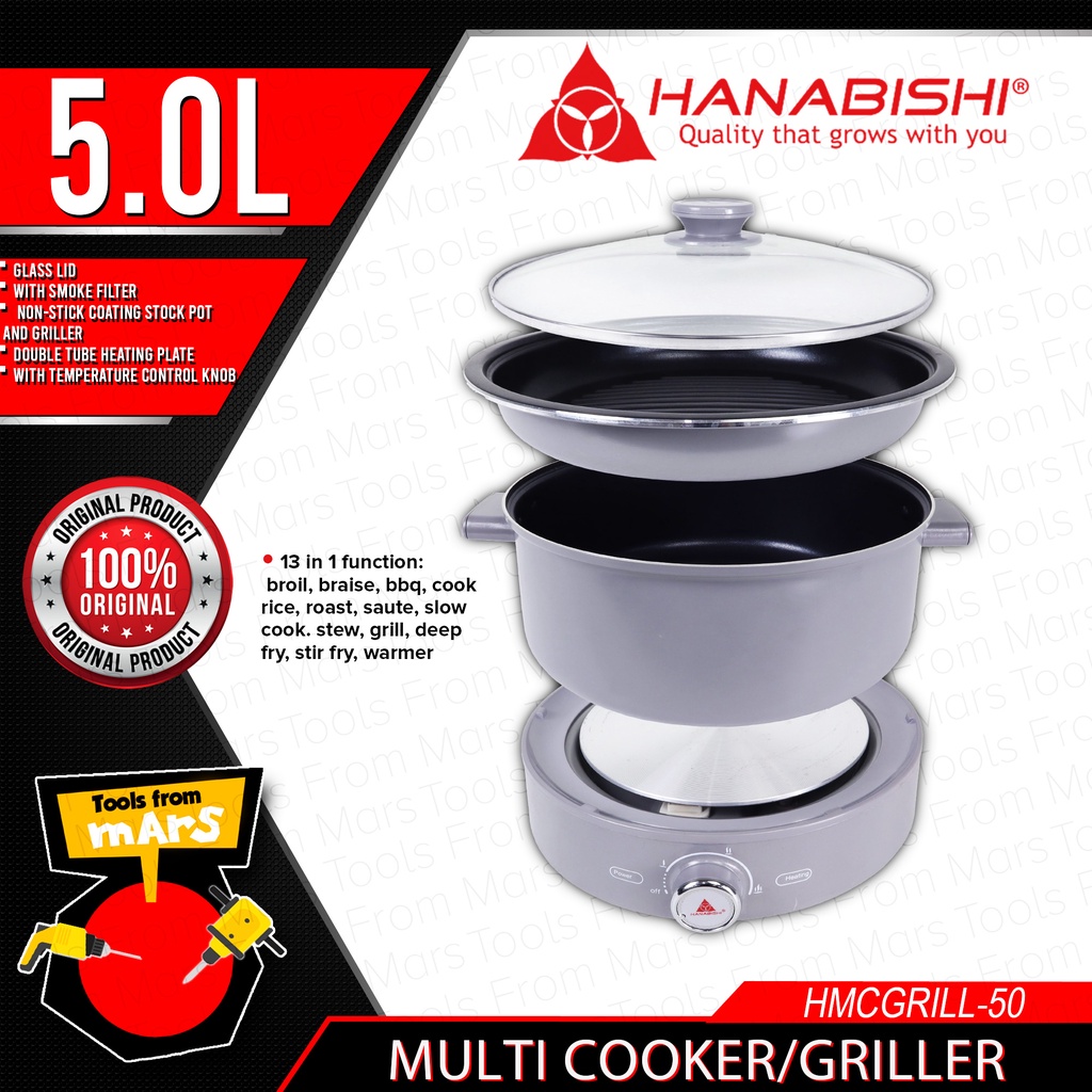 HANABISHI 12 in 1 MultiCooker Griller 5L HMCGRILL50 •TOOLS FROM MARS