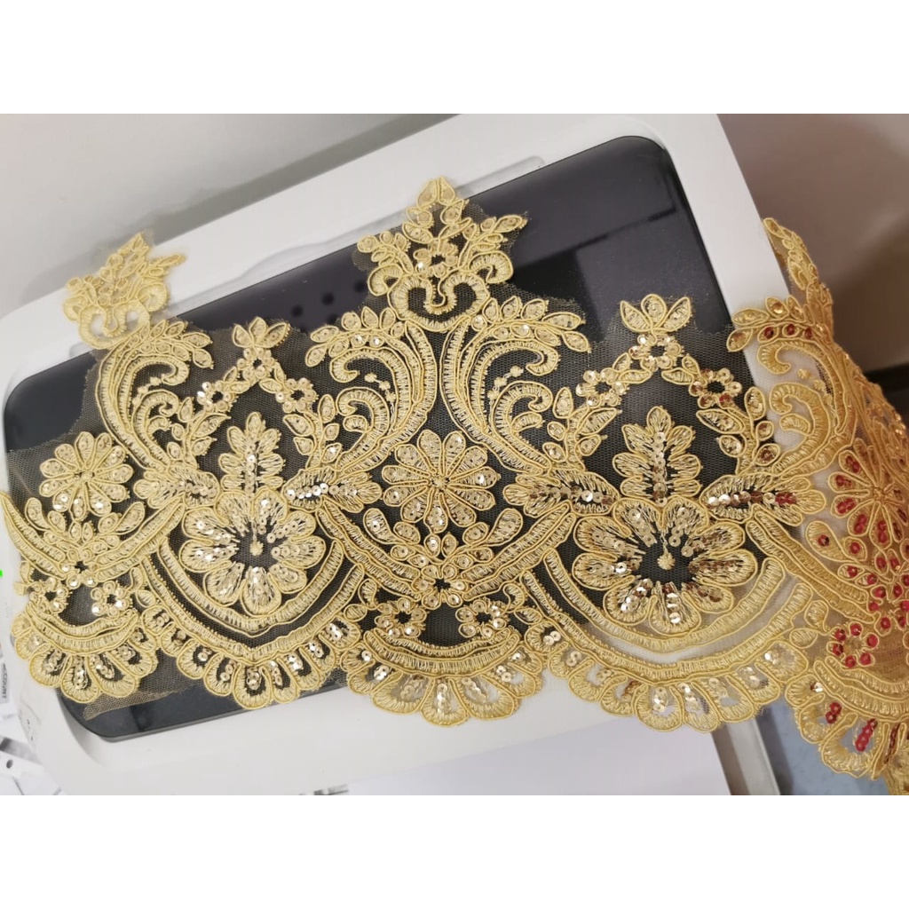 Renda Kain Manik Labuzi Tinggi 23cm, Renda Lace Pengantin, Lace Baju ...