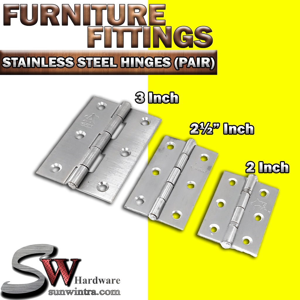 SW Hardware Heavy Duty Stainless Steel Butt Hinges 2Inch / 2.5 Inch / 3 ...
