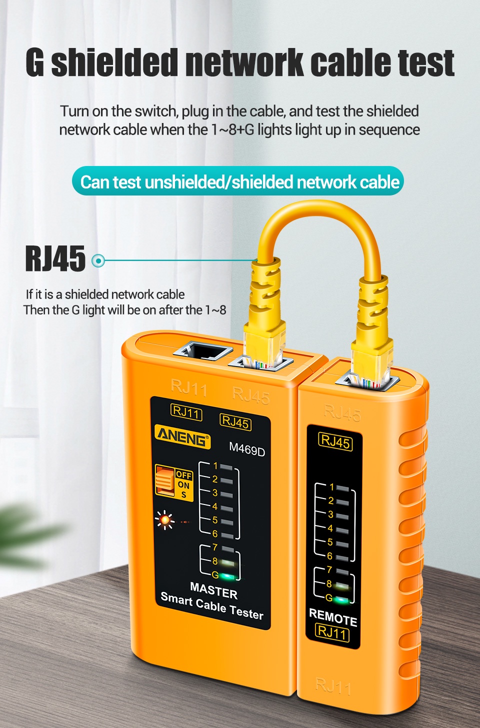 ANENG M469D RJ45 Cable lan tester Network Cable Tester RJ45 RJ11 RJ12 ...