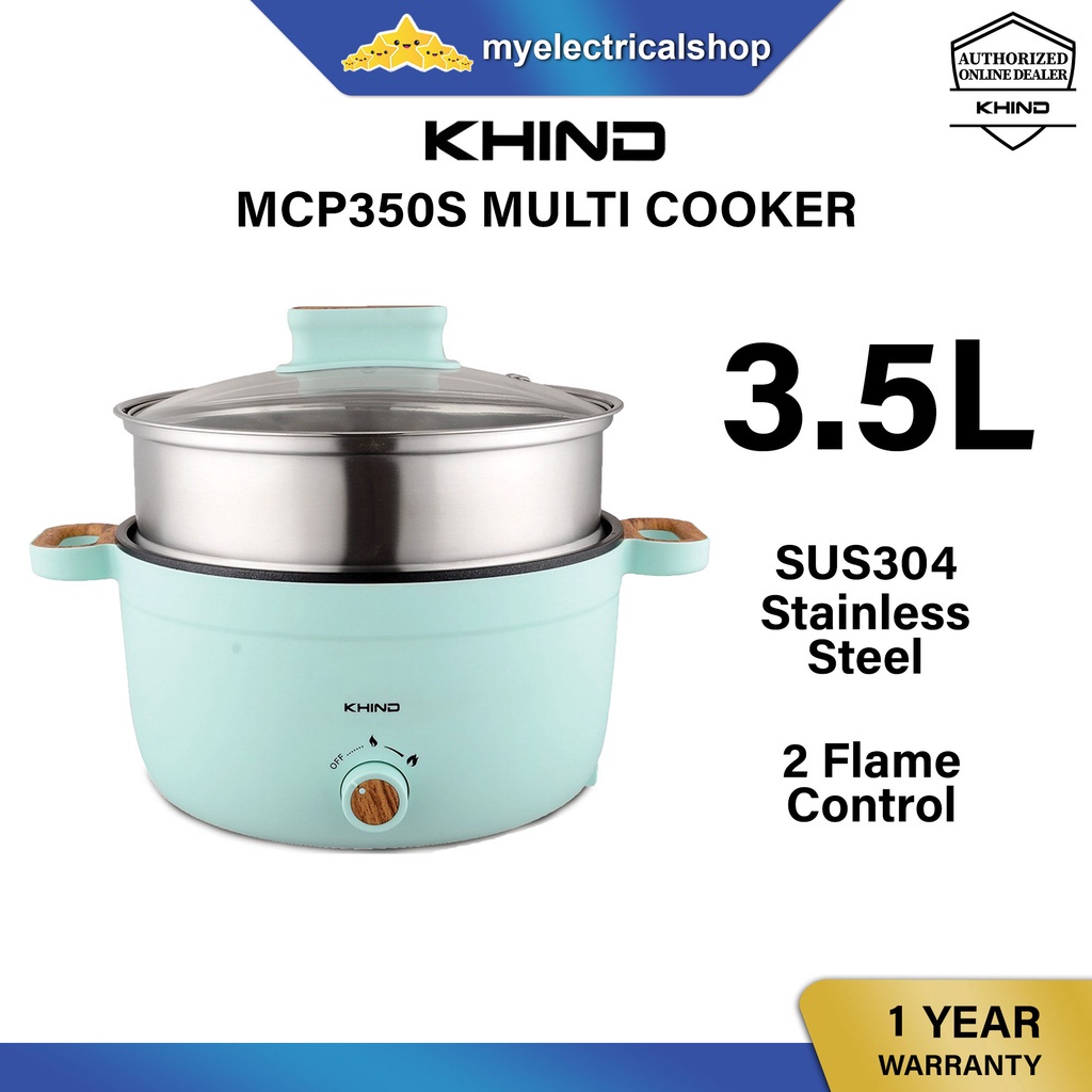 Khind MCP350S Multi Cooker Stainless Steel Steamer Hotpot Steam Porridge Soup Cooker Shopee