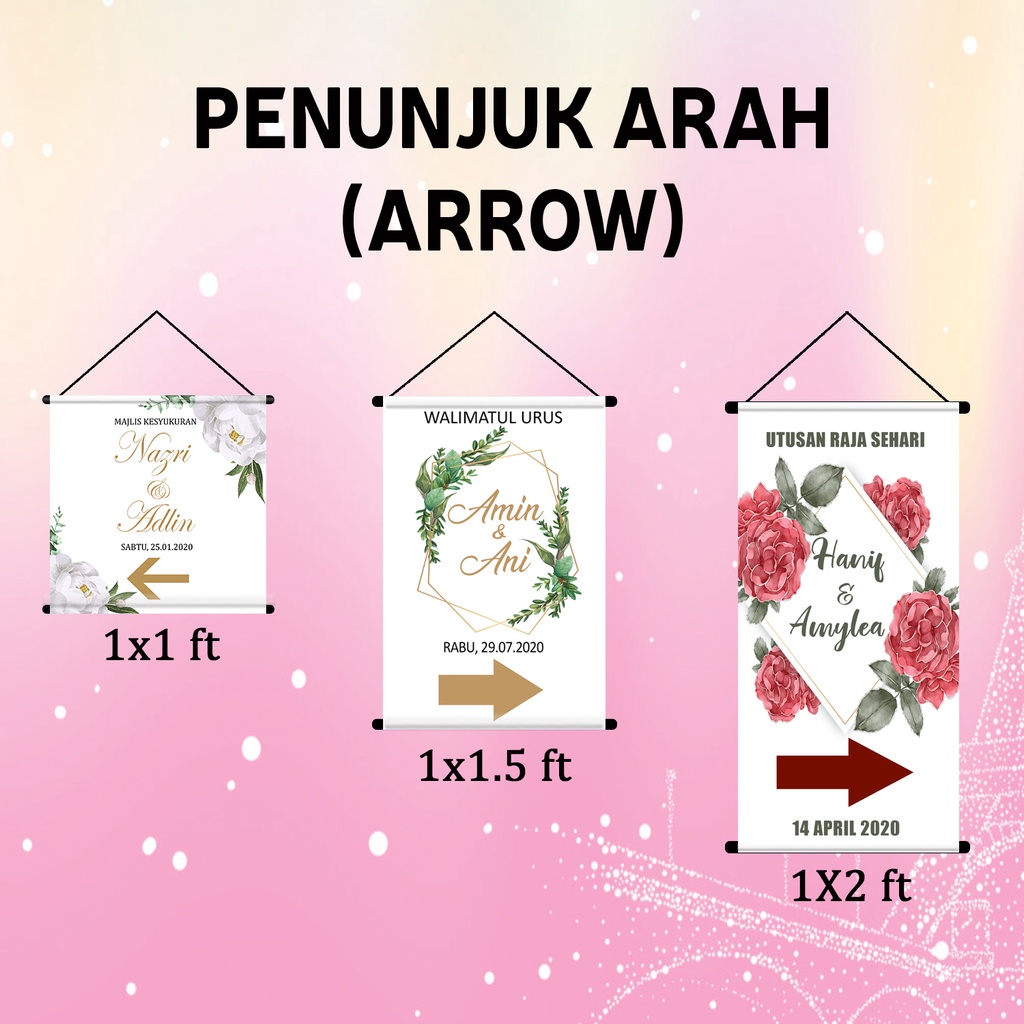 Banting Bunting Arrow Penunjuk Arah Signage Kahwin Aqiqah Birthday Design Yang Cantik Dan