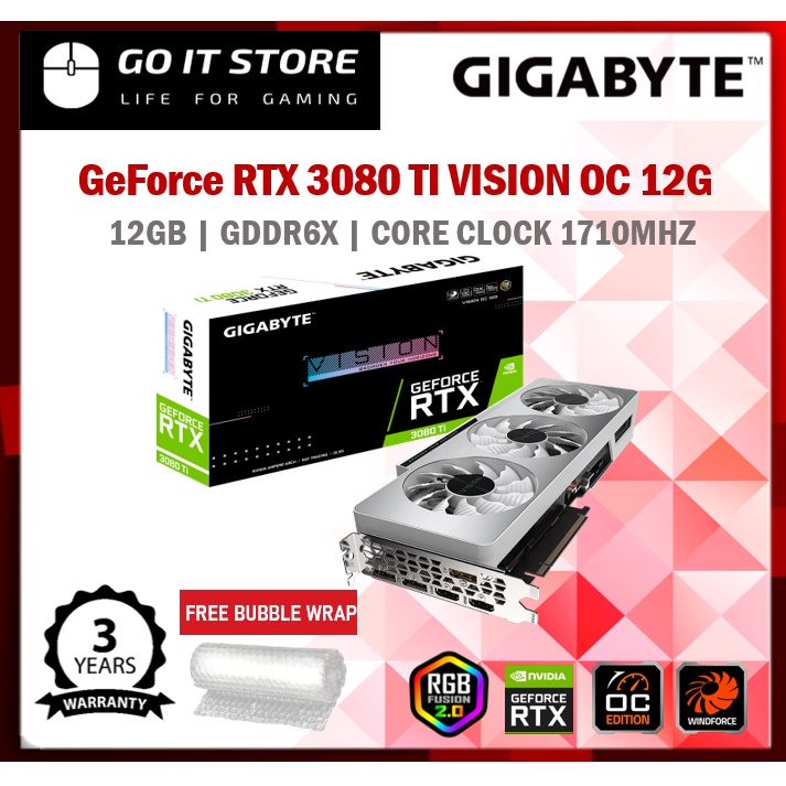 GIGABYTE GeForce RTX3080 TI VISION OC 12GB GDDR6X GRAPHIC CARD (GV ...