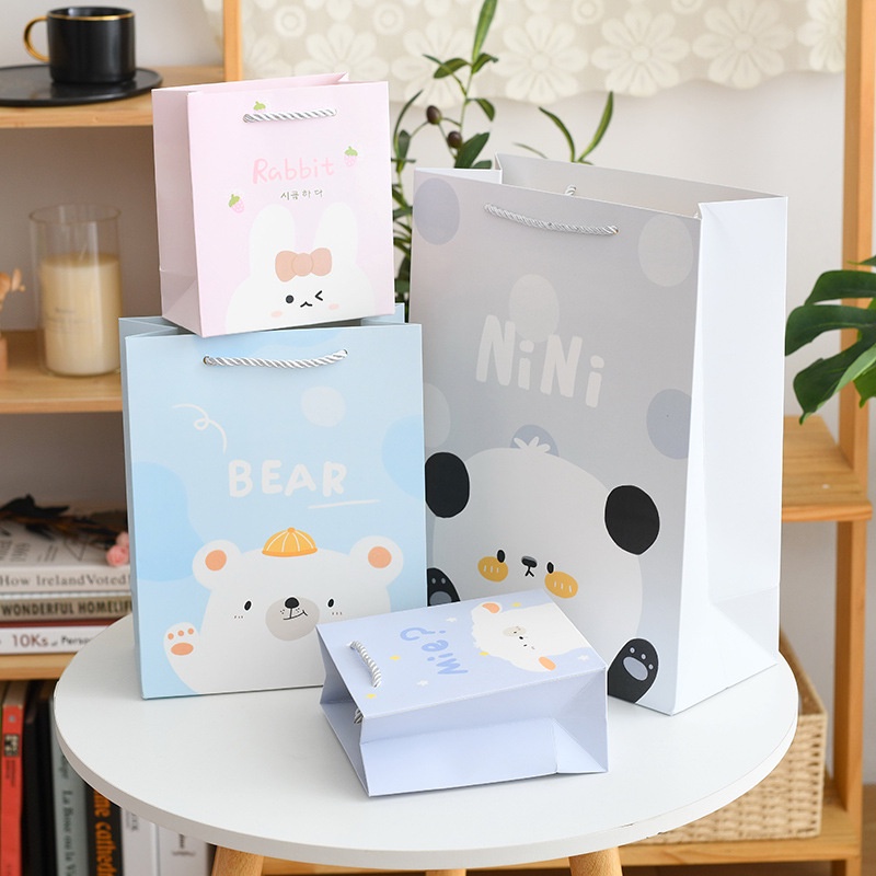 PREMIUM Paper Bag Cute Animal Paper Bag / Pastel Color Gift Bag