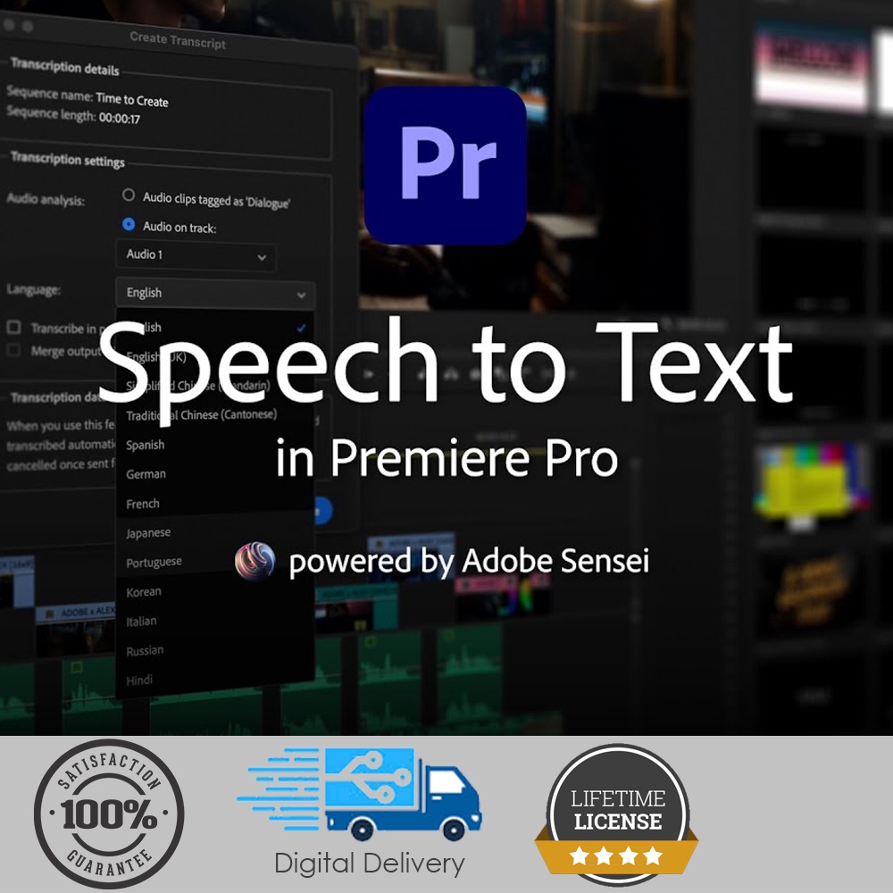 premiere pro speech to text 2025