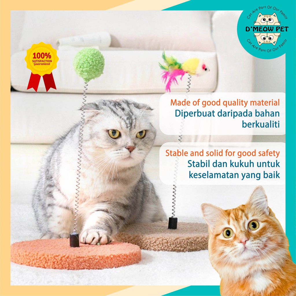 Plush Spring Square Cat Scratch Play Bed Toy Kucing Scratcher Cat Tree ...