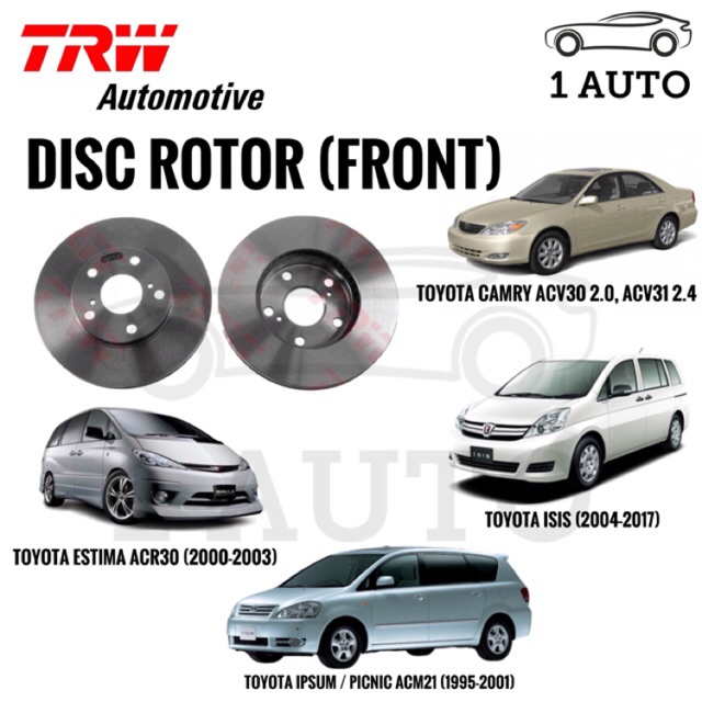 TRW FRONT DISC ROTOR for CAMRY ACV30 (2.0/2.4) ESTIMA ACR30 ISIS