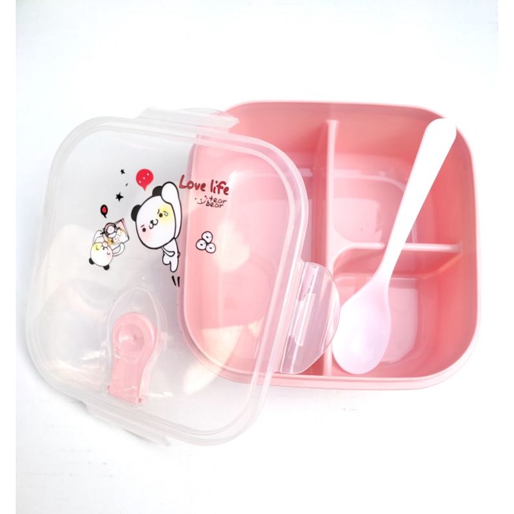 (Ready Stock) Kids Lunch Box Cute Lunch box bento box & Spoon food ...