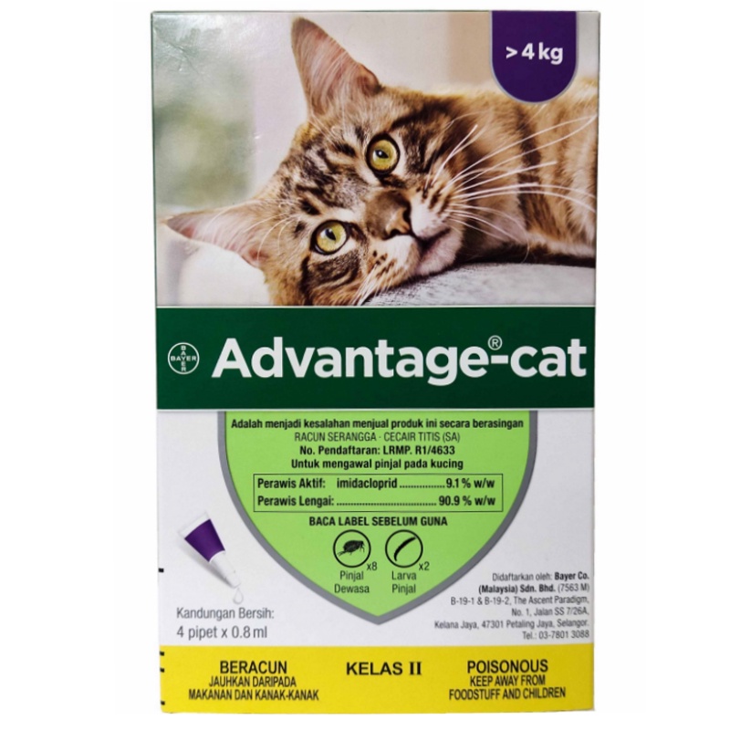 Bayer Advantage Flea Control For Cats 4 Month Supply (Medium) Shopee