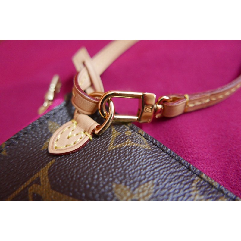 Louis Vuitton Neverfull Pochette PM No Strap Monogram Canvas Brown Leather  ref.523934 - Joli Closet