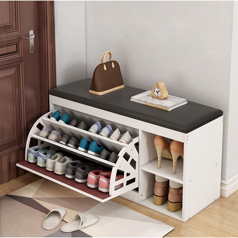 Ready Stock Nordic Style Doorway Multipurpose Shoes Cabinet with Cushion Seat Shoes Changing Stool Shopee Malaysia