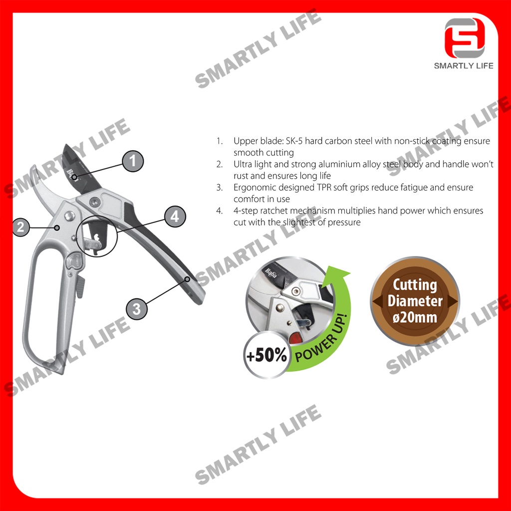 Baba GP-1009 (2) Heavy Duty Aluminium Ratchet Pruner | Shopee Malaysia