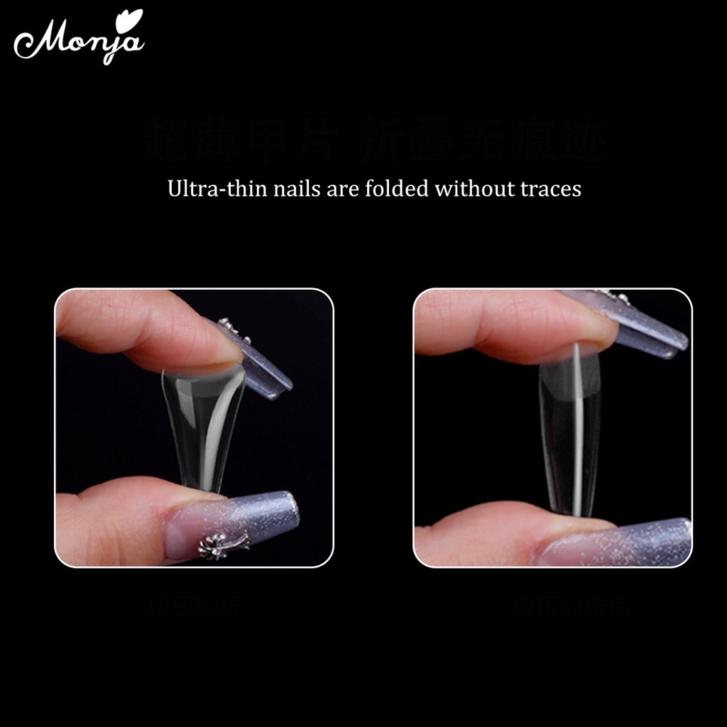 Monja 550Pcs Matte False Nail Extension Tips Frosted Fake Coffin Almond ...